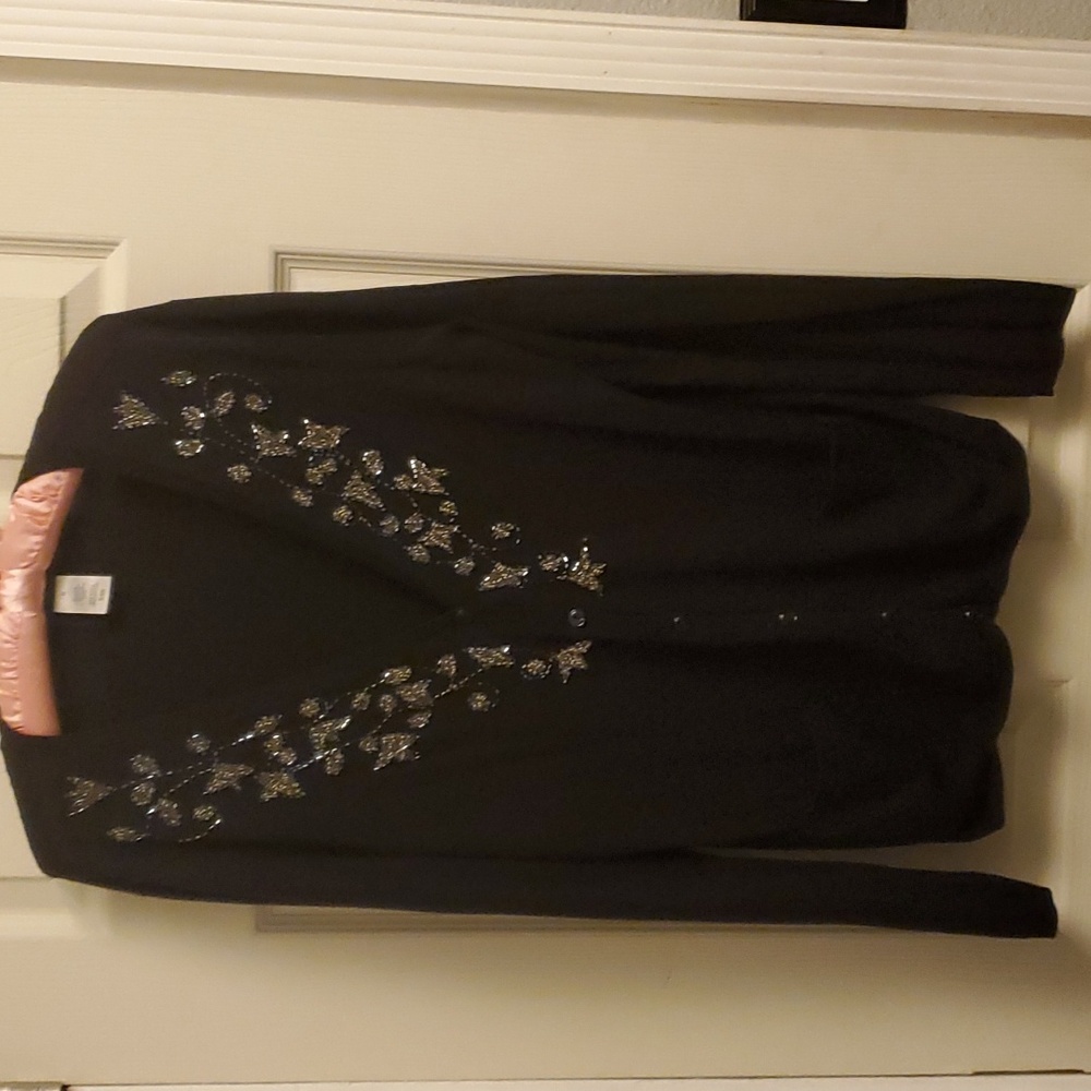 JONES NEW YORK M BLACK, BEADED SWEATER